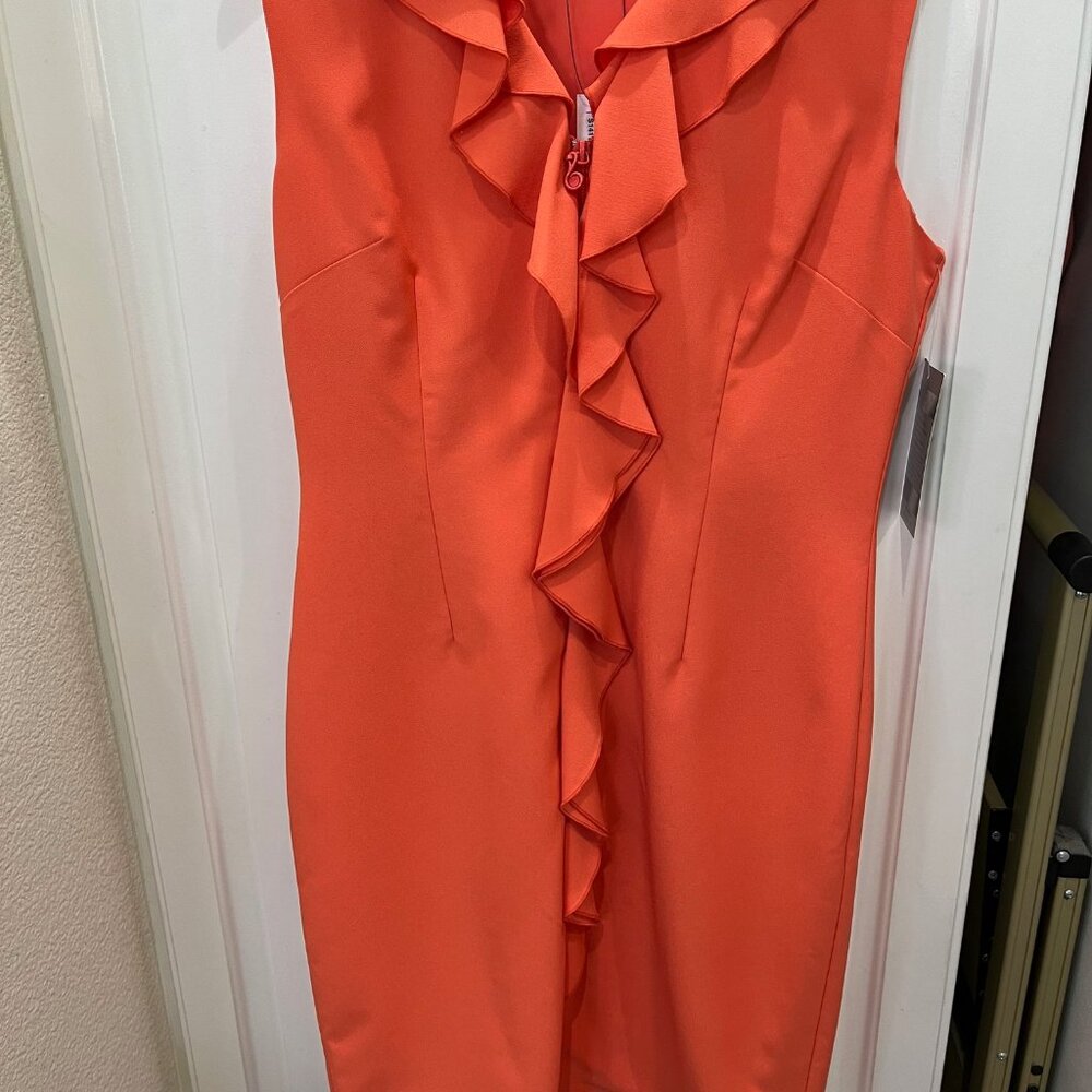NWT Orange/Coral Ruffle Sleeveless Dress